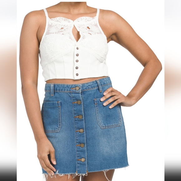 Free people sleeveless lace white tank top - Picture 2 of 4